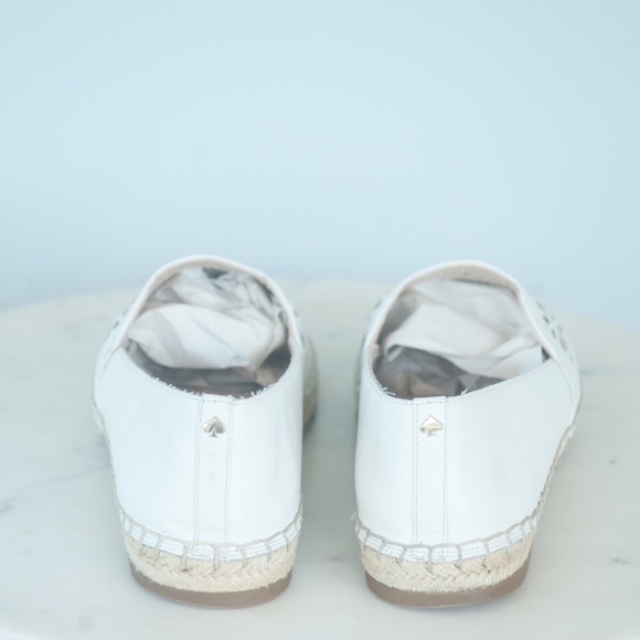 Kate Spade White Leather Gillian Espadrille Flats Slip On Shoes - Picture 6 of 12